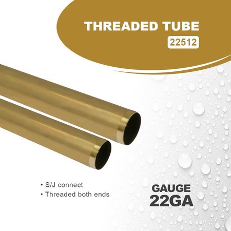 Everflow Threaded Tube for Tubular Drain Applications, 22GA Brass 1-1/2"x12" 22512
